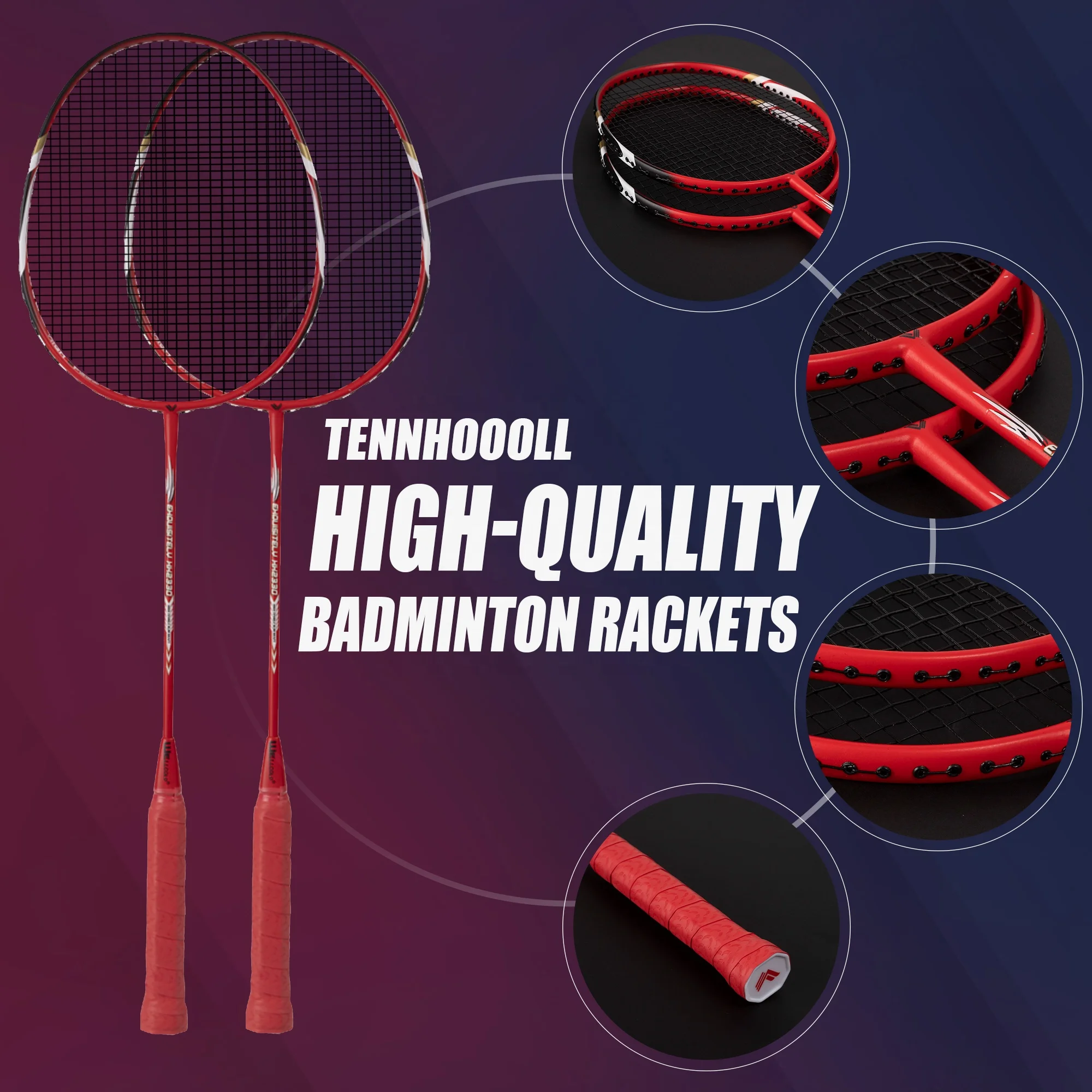 Stock product strong carbon fiber badminton racket manufacturer for wholesale