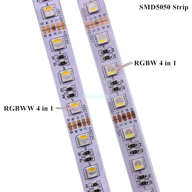 
Free shipping 10 Pcs LED Strip SMD 5050 60 LED/M White Warm white RGB RGBW RGBWW 4 in 1 RGB+CCT CCT tape Ribbon Growth light 