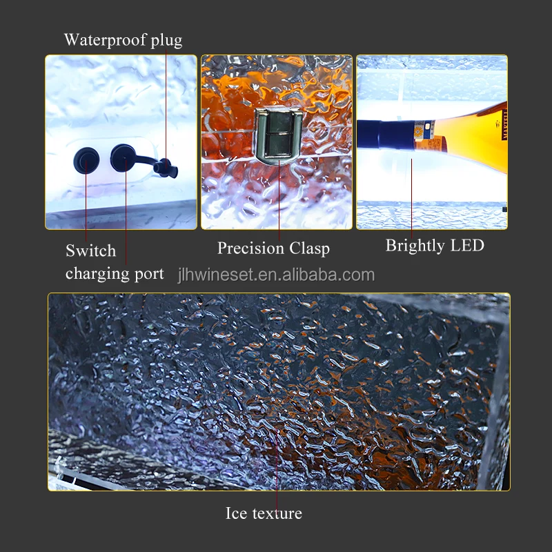 bar suppliers illuminated led glow light up Acrylic Champagne Bottle display presenter box LED liquor box LED wine suitcase