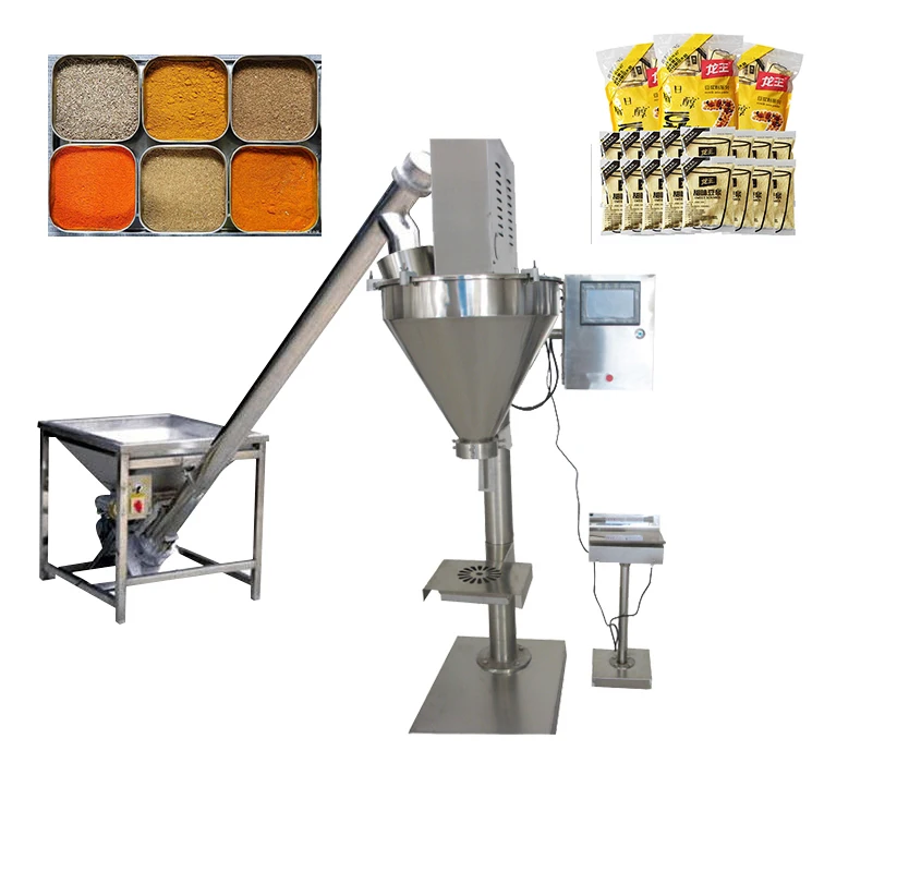 Auger semi automatic coffee powder milk chilli spice seasoning detergent washing powder bag bottle flour filling packing machine