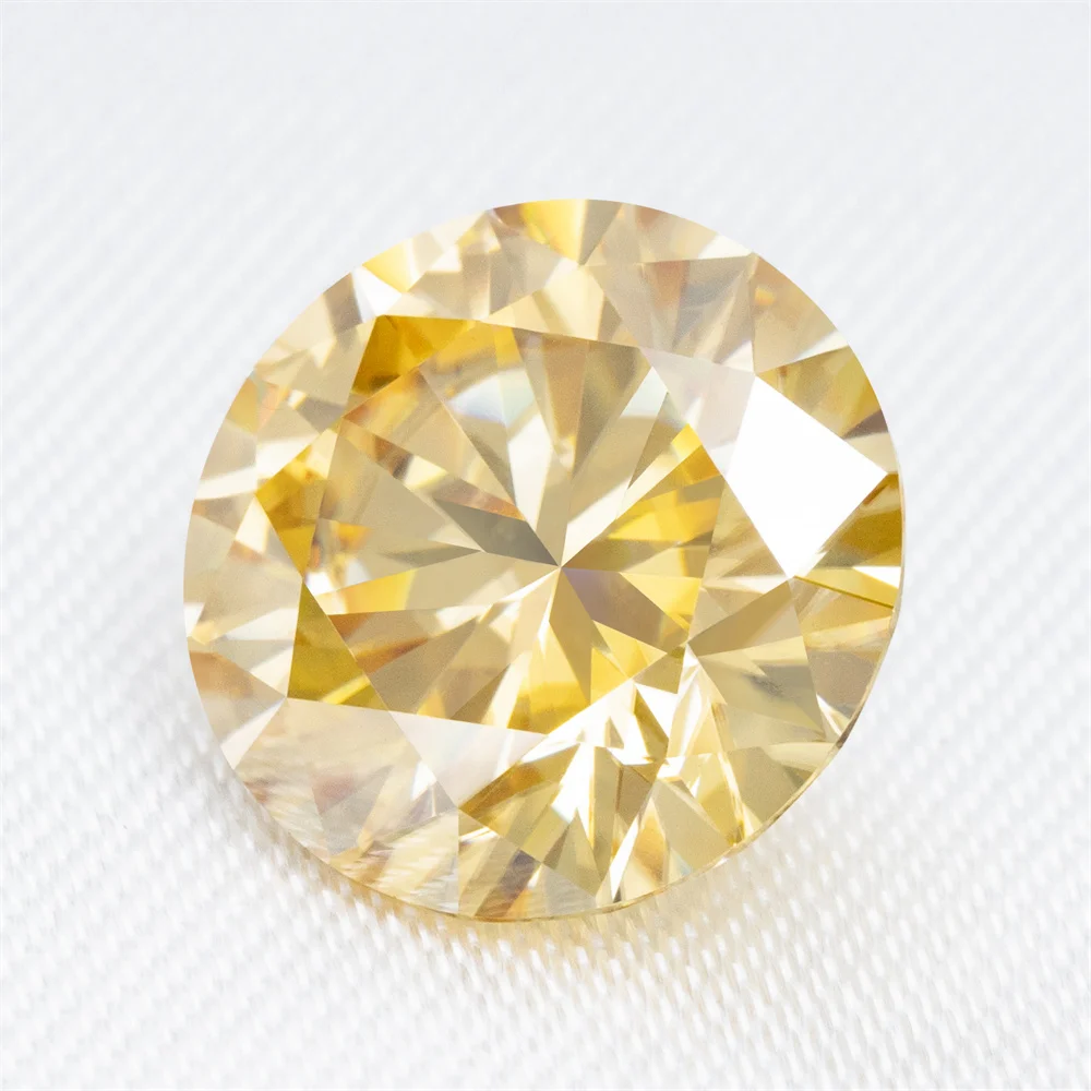 Customized Professional manufacturers supply  moissanite Yellow Round 1.0 ct 1.2ct 2.0 ct Loose Gemstone Moissanite
