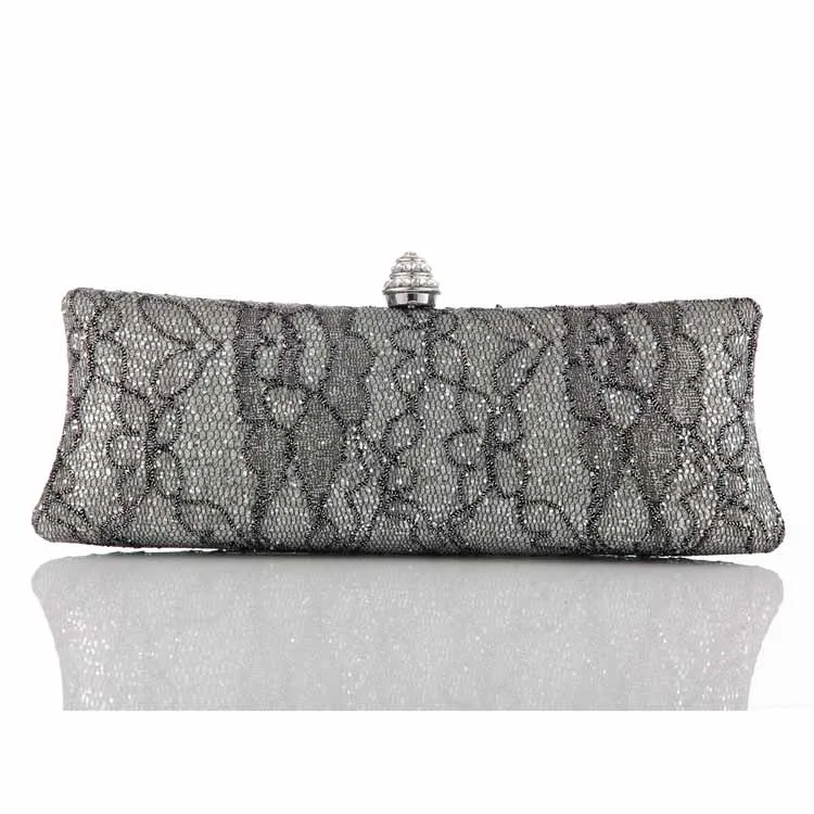 Designer Silver Color Lace Glitter bag clutch women handbag clutch bag