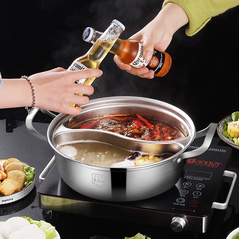 Хорошо выглядит для пожилых полностью разделенный 2 вкуса горячий горшок из нержавеющей стали