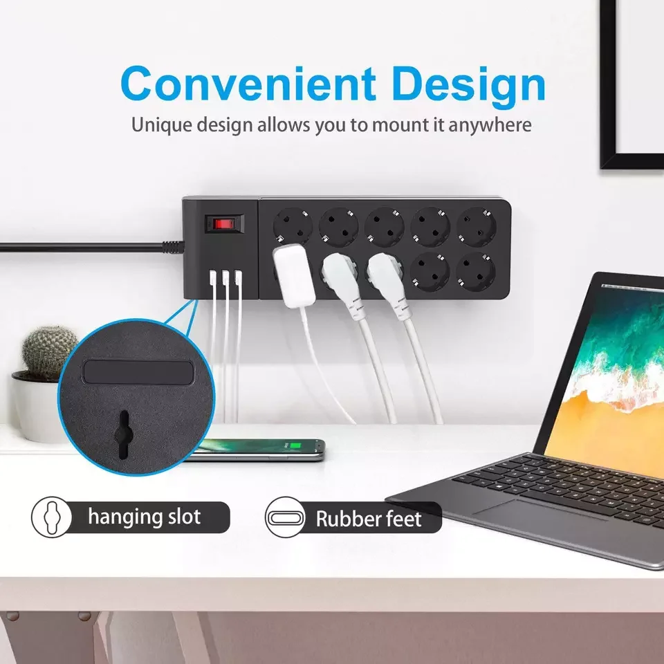 Good Quality Multi-Function Table USB Power Outlet Socket Desk Furniture Drawer Socket 10 Socket 3 USB Switches Power Strip