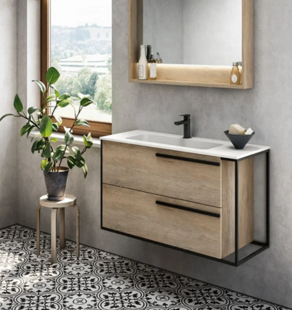 White Washing Basin Wall Mounted Stainless Steel Bathroom Vanity Cabinet British commercial powder room interior remodeling