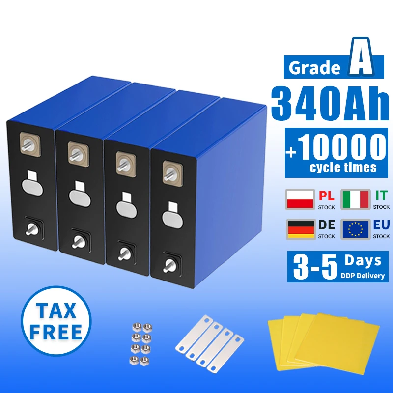 3.2v 340ah lifepo4 lithium battery grade a prismatic lifepo4 battery cell hithium 300ah lifepo4 battery for electric moto bike