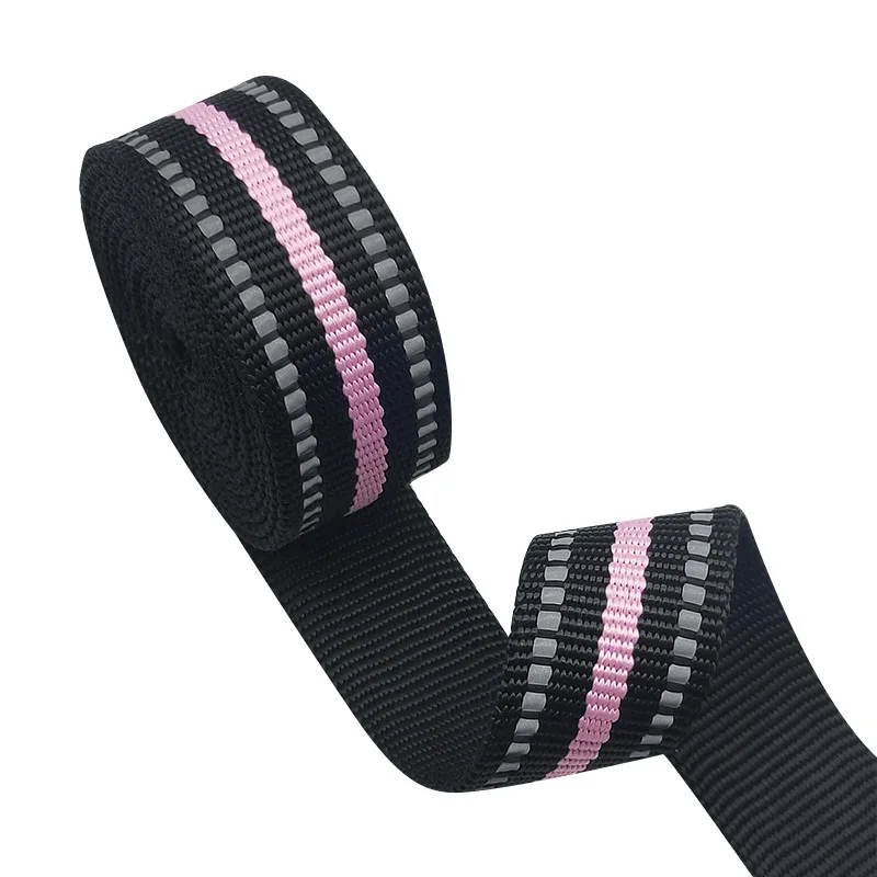 HT reflective strip woven belt pet traction belt shoe material luggage clothing accessories imitation nylon reflective strip