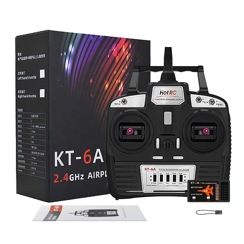 Wholesale HOTTRC Kt-6a 6CH RC transmitter and Gyro Receiver 2.4GHz Remote Controller Airplane Boat fixed wing
