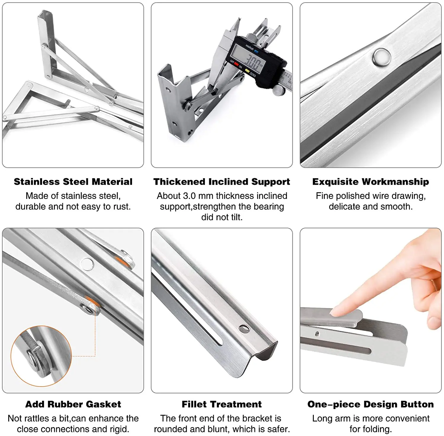 
Furniture Triangle Shelving Adjustable Right Angle L Shaped Metal Stainless Steel Wall Mounted Folding Table Shelf Bracket 