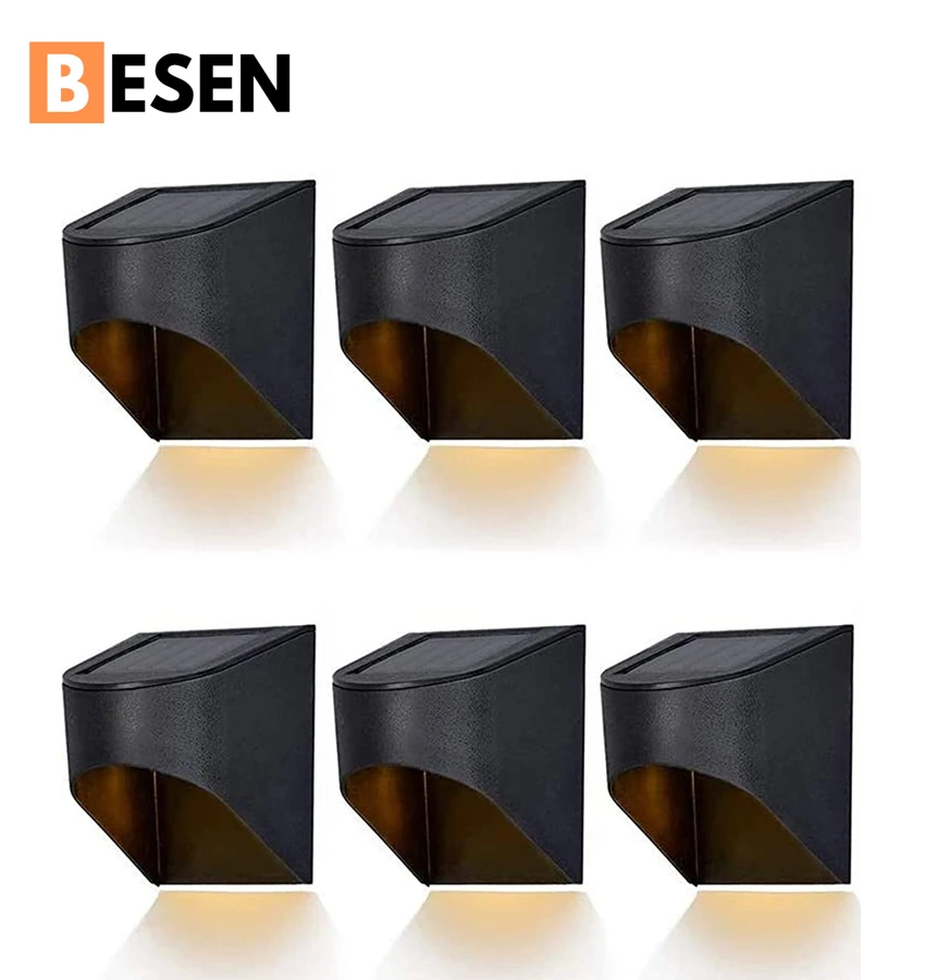 Besen Outdoor Back Yard LED Light Fence Post Light Globe Gutter Lamp Fence, Solar Wall Lighting Fence