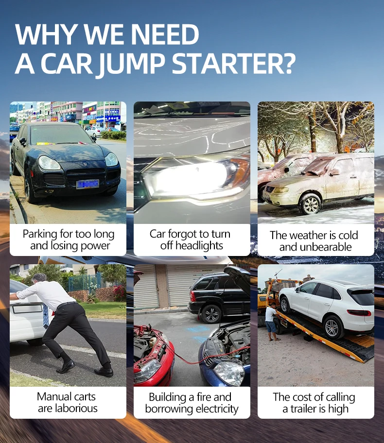 2 In 1 Multi-function Jump Starter With Air Pump Portable Car Jump Starter 12v Battery Booster Pack With Air Compressor