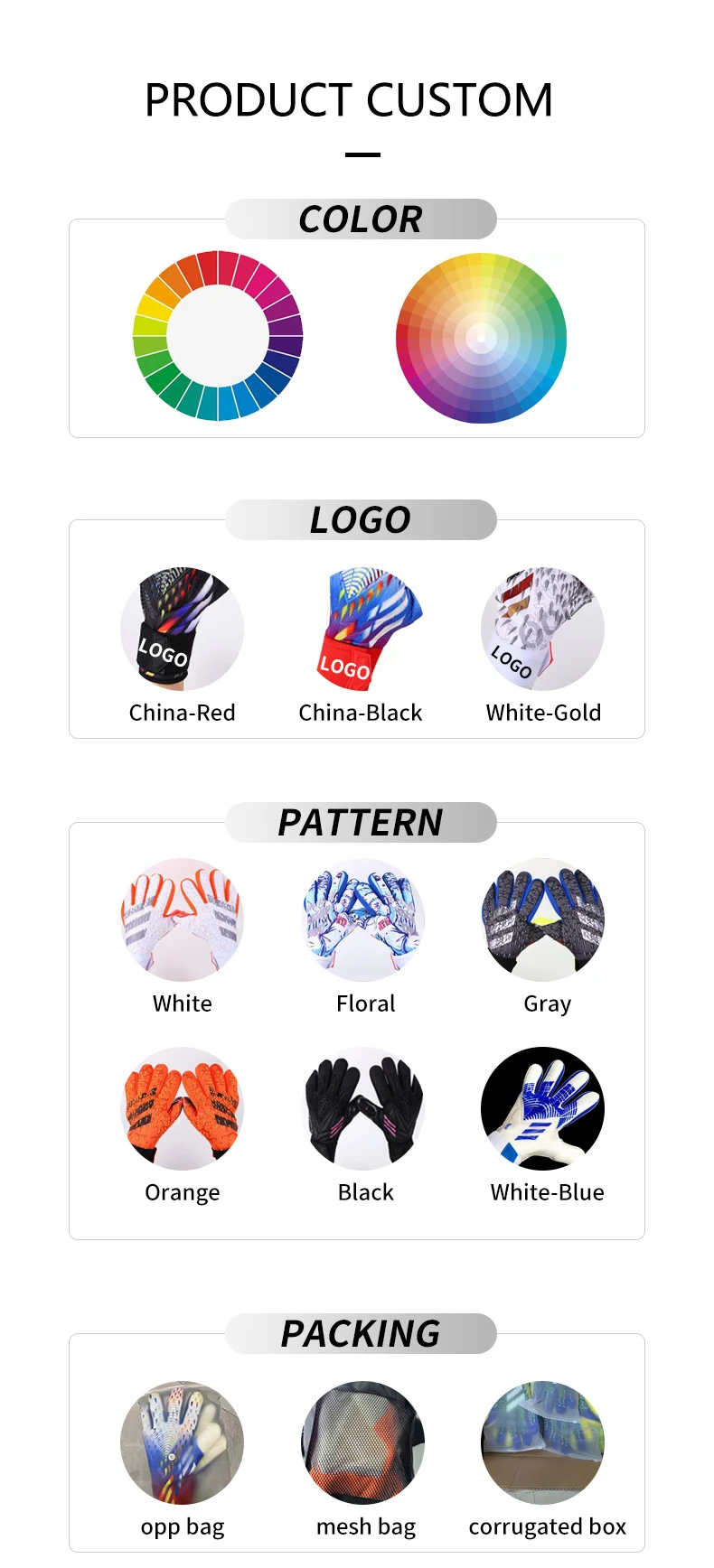 NQ SPORTS Customize Football Professional Latex Soccer Goalkeeper Goalie Gloves Sport Black Rubber Goalkeeper Gloves