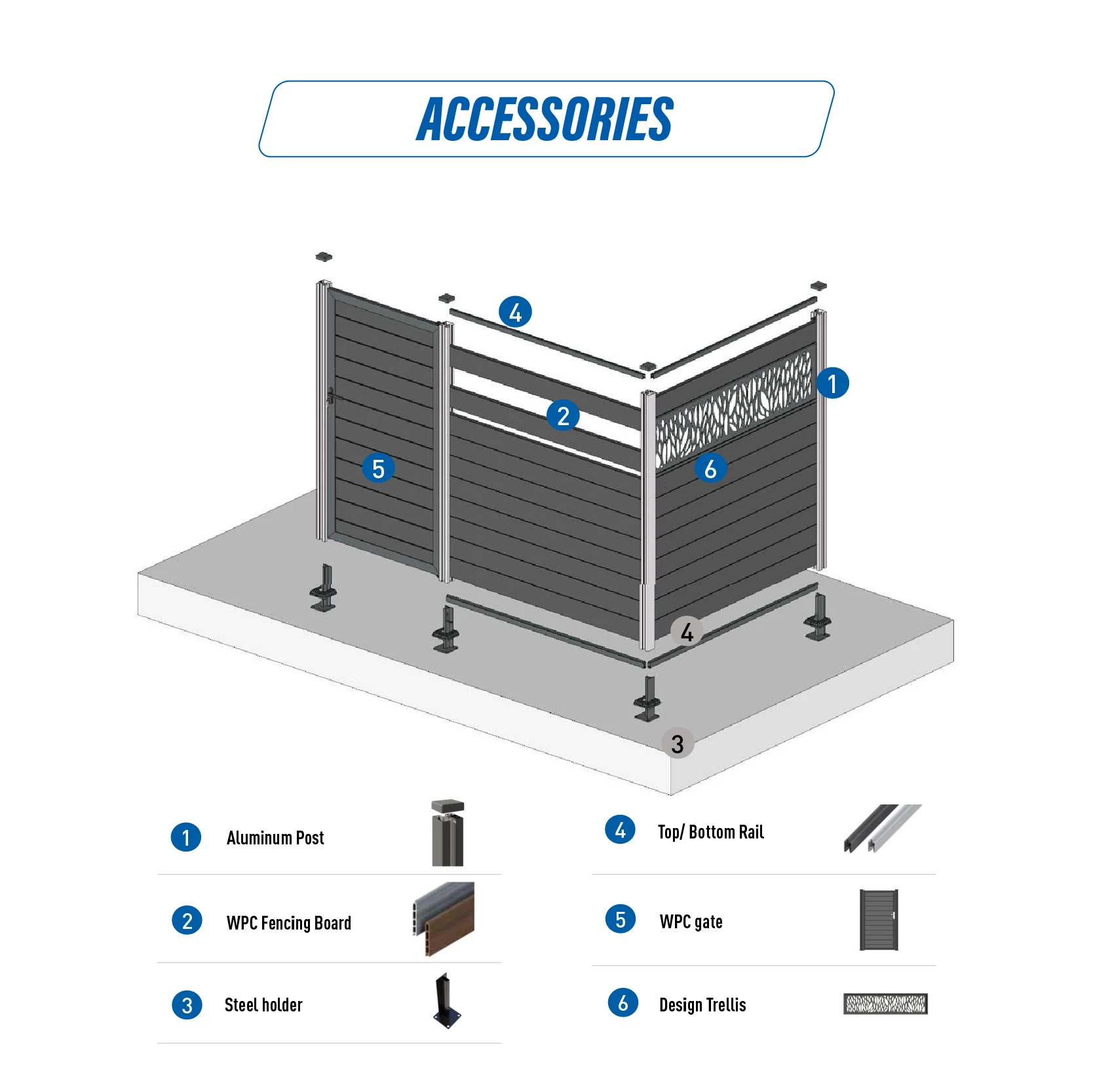 Private Garden Wood Plastic Composite WPC Fencing With Trellis Co-extrusion Home Garden Fence Panels WPC Fence Boards outdoor