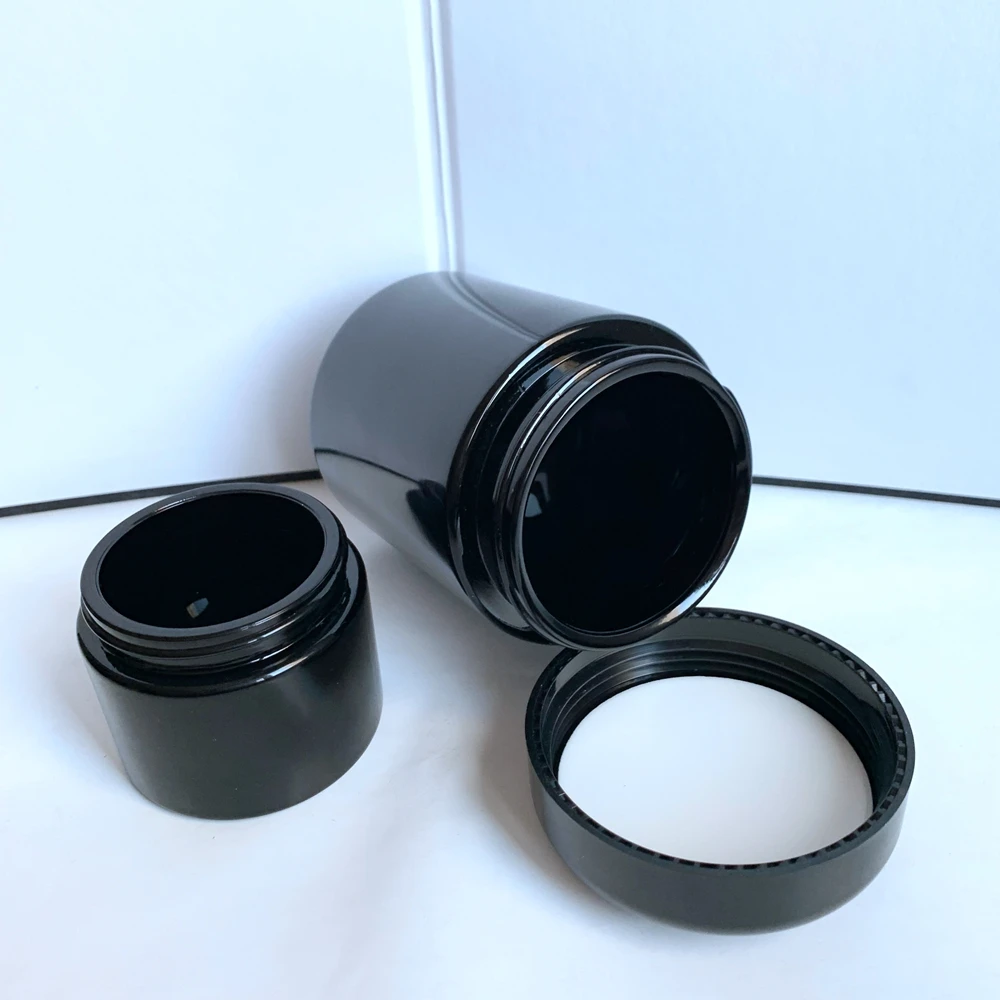 In Stock 250g UV Black Dark Violet Stash Jar Smell Proof Storage Glass for Herb