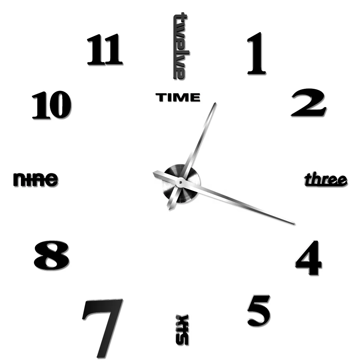 Factory Direct Modern Luxury Home Decor Oversize Digital Mirror Wall Clock Large Design with Simple Graphics