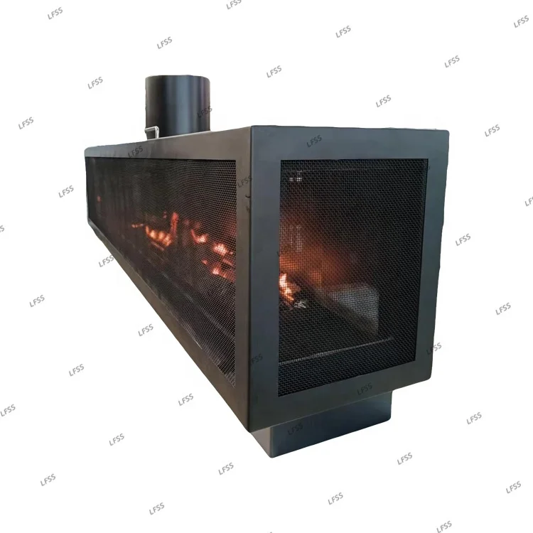 Black Modern Style Three-sided Gas Fireplace Natural Gas Fireplace Remote Ignition Gas Fireplaces in The House