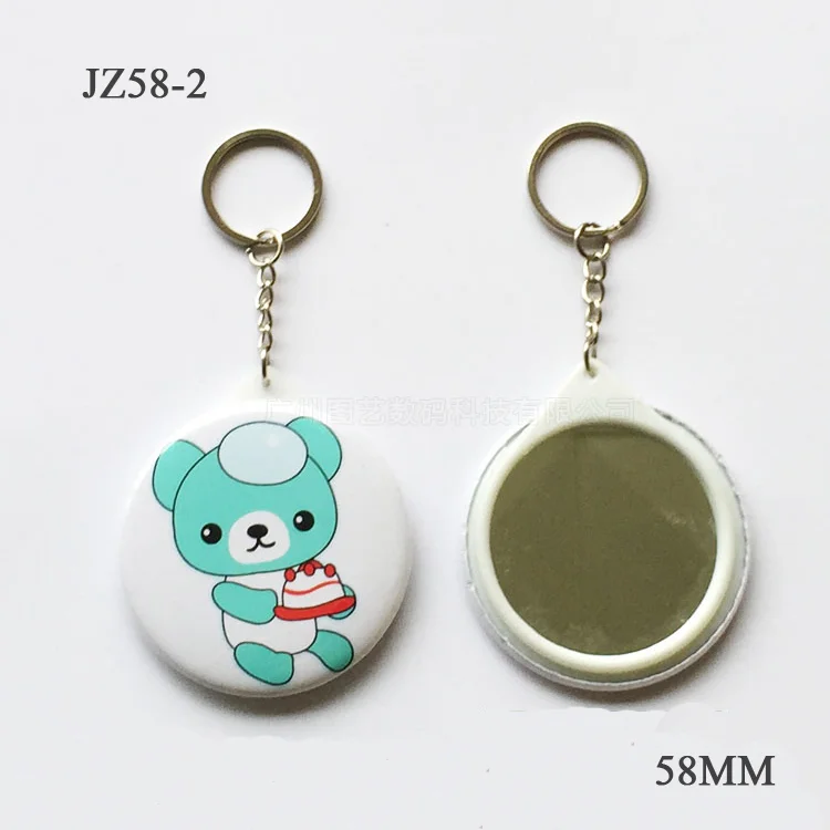 Keychain mirror button tin badge/58mm round key chain with mirror/blanks for lapel pins