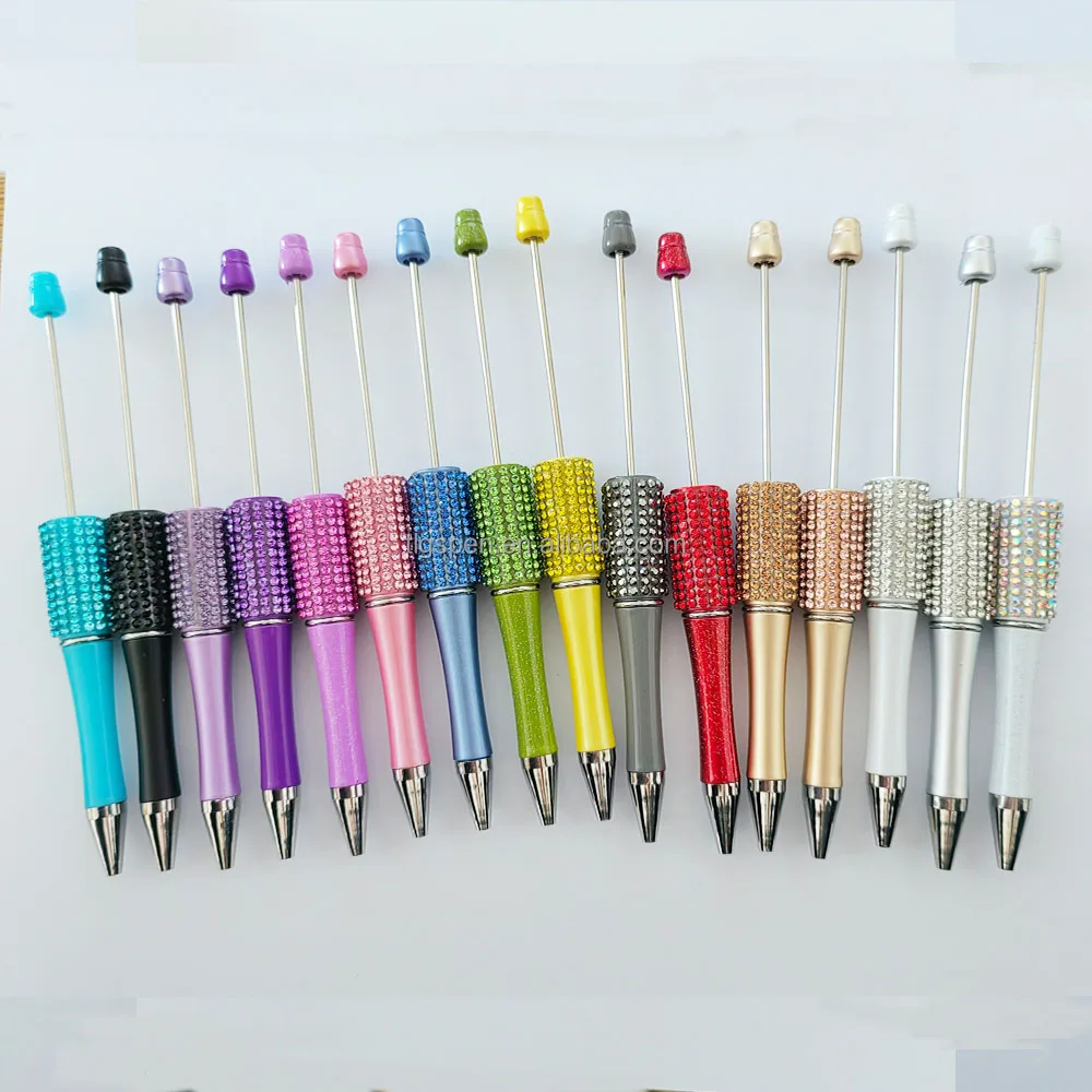 Hot Selling Ballpoint Pen Decorative Beaded Gift Beaded DIY Plastic Ballpoint Pen with Crystal Diamond