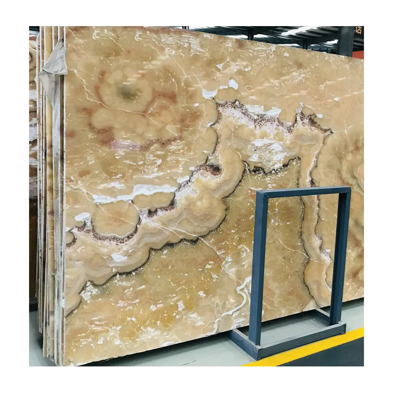 Natural thin orange onyx stone veneer sheets for hotel