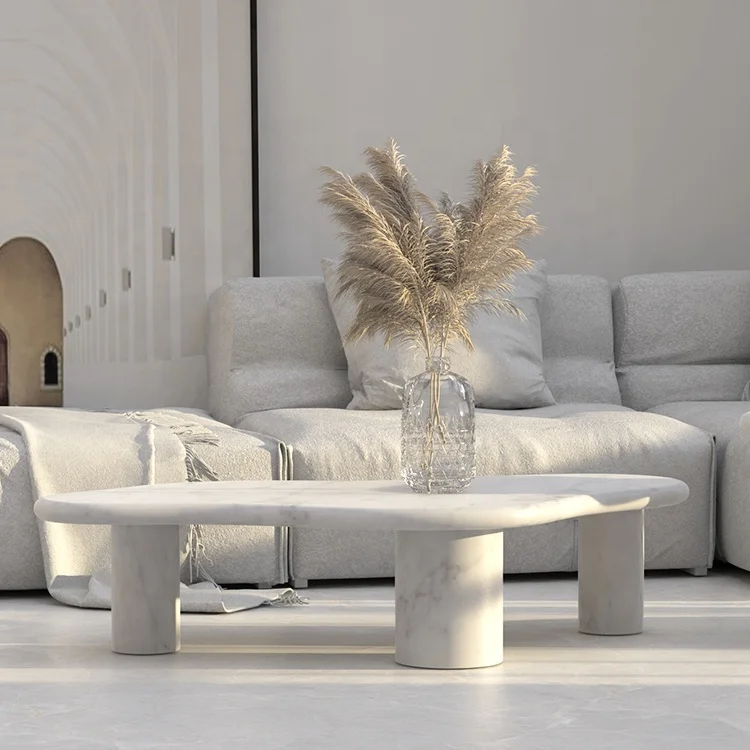 Elephant Home Furniture Fancy Marble Contemporary Flower White Cloud Coffee Table