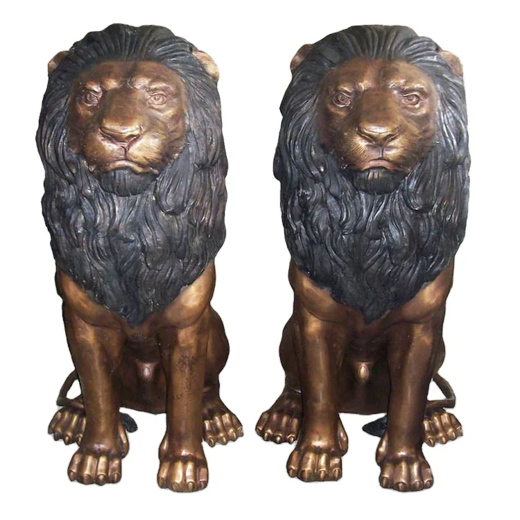 Outdoor decoration custom life size lion antique bronze statues