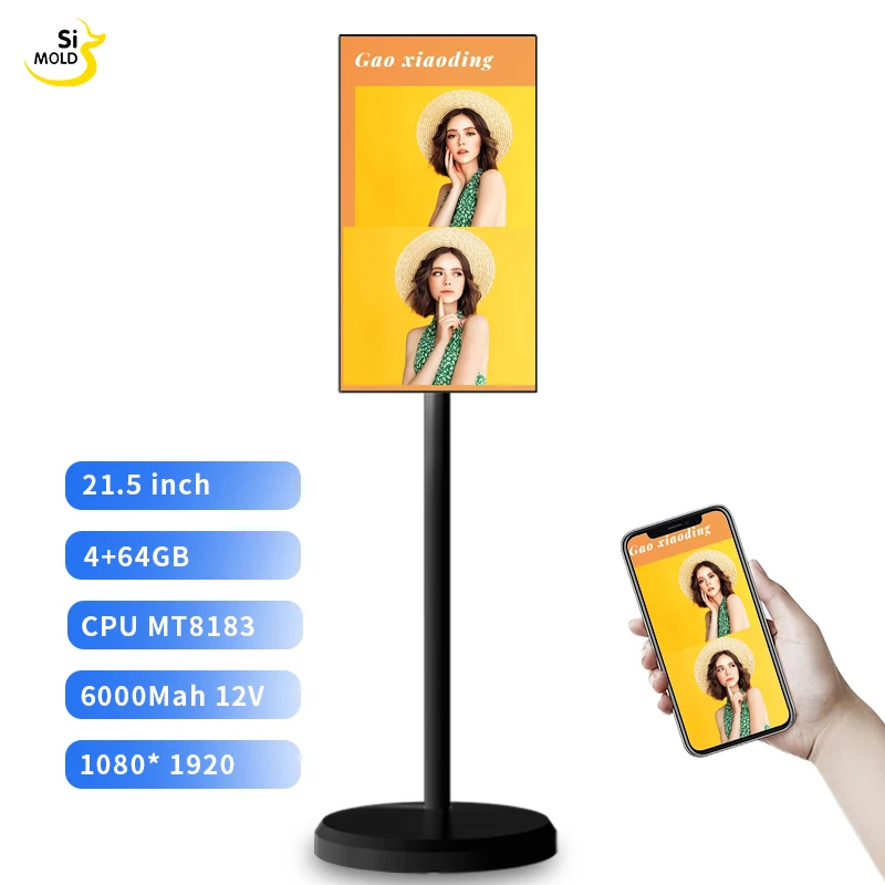 21.5 Inch Smart TV Touch Monitor LCD Screen mobile portable tablet tv Floor Standing with Android 12 WiFi USB Interface for gift