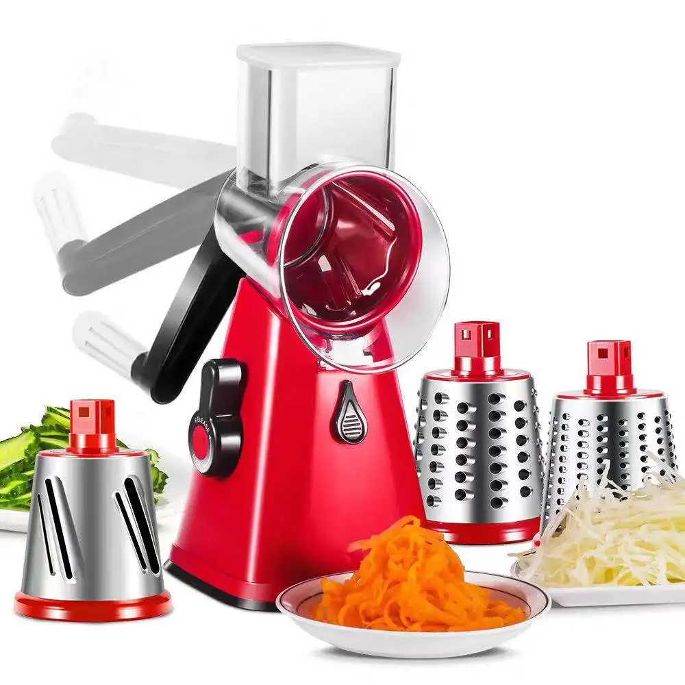 Kitchen Helper Multifunctional 3 in 1 Mandoline Drum Slicer Manual Vegetable cutter Kitchen Rotary Cheese Grater