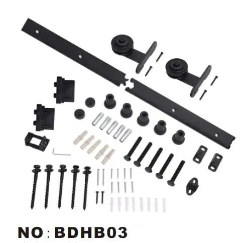 
competitive factory price black coated China factory sliding wooden barn door hardware rail and kit 
