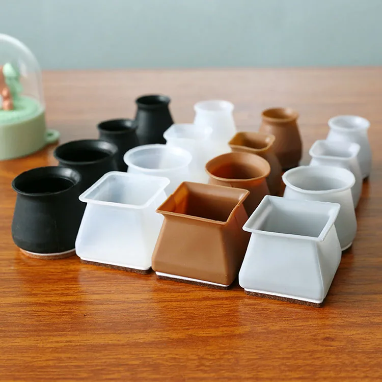 Chair Leg Caps With Felt Chair Leg Protectors For Hardwood Floors Round or Square Silicone Chair Leg Floor Protectors