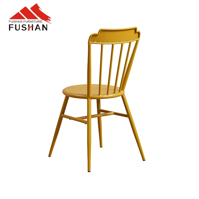 Antique Style Outdoor French Bistro Chair With Metal Legs Straight Back Metal Chair Vintage Restaurant Furniture Dining Chair