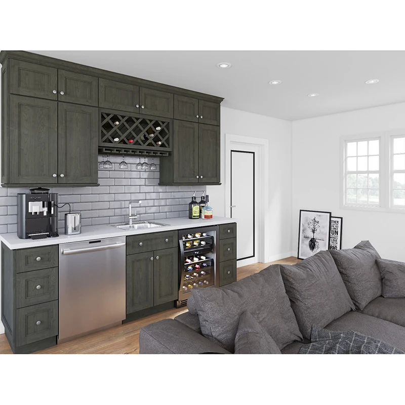 Gabinetes de Cocina RTA White Shaker Modular Kitchen Cabinets Solid Wood Direct From China