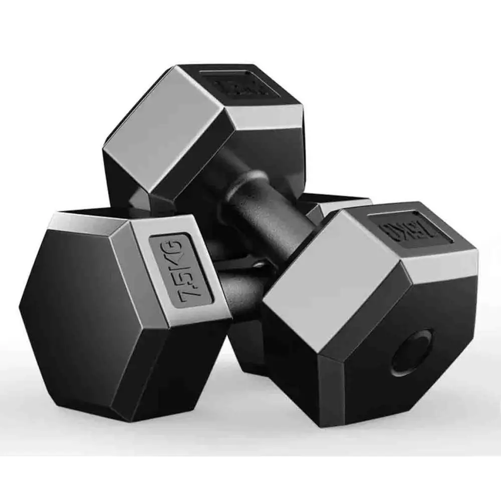 Hexagon  plastic sand filled cement dumbbell