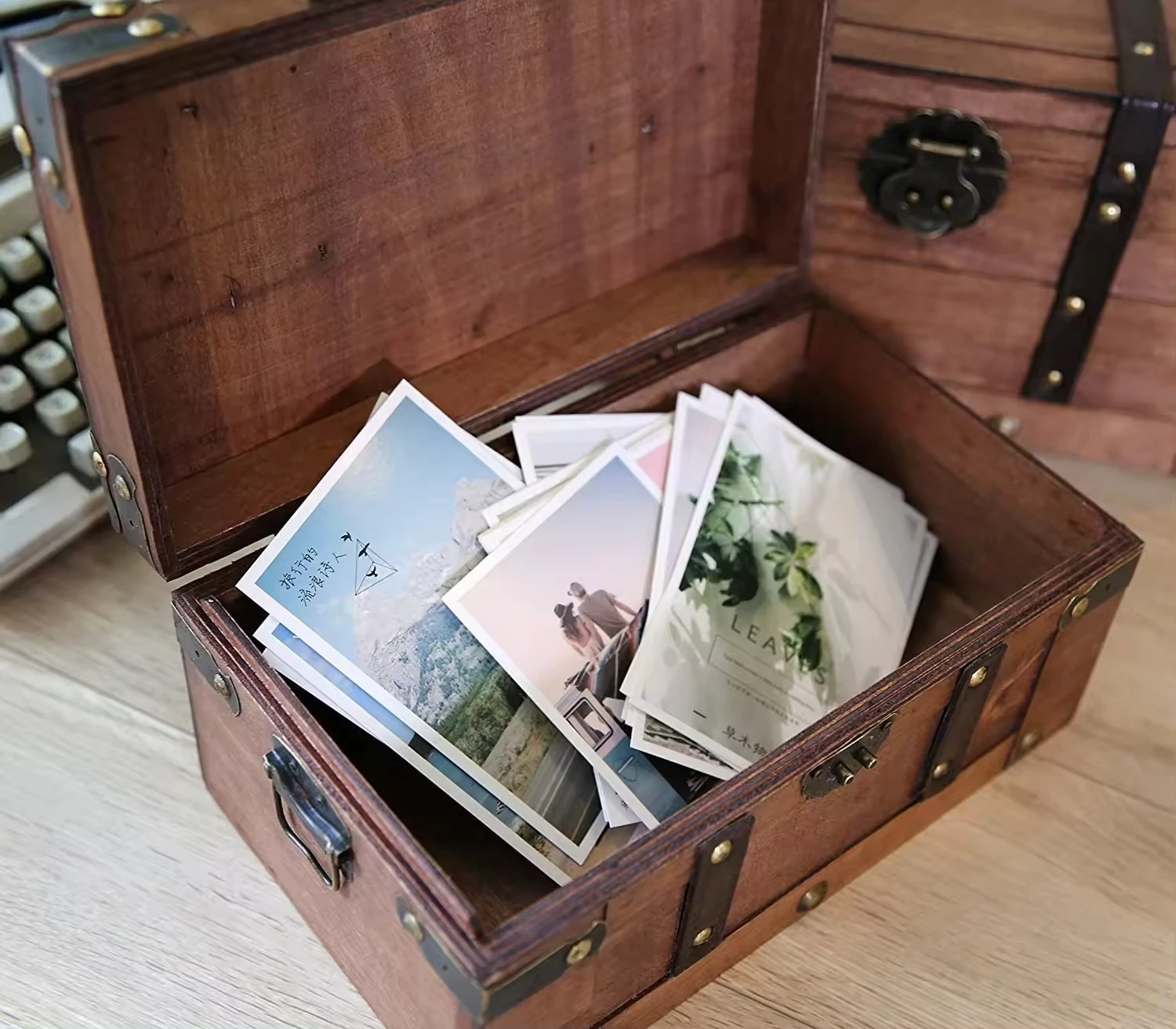 Custom size vintage treasure chest handmade antique large wood packaging box
