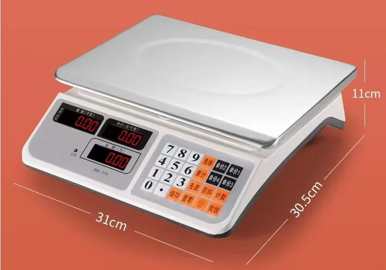 LCD Display White Color Heavy Duty Body 420g Stainless Iron Tray Plate Electric Scale 40kg Capacity High Precision Load Cell