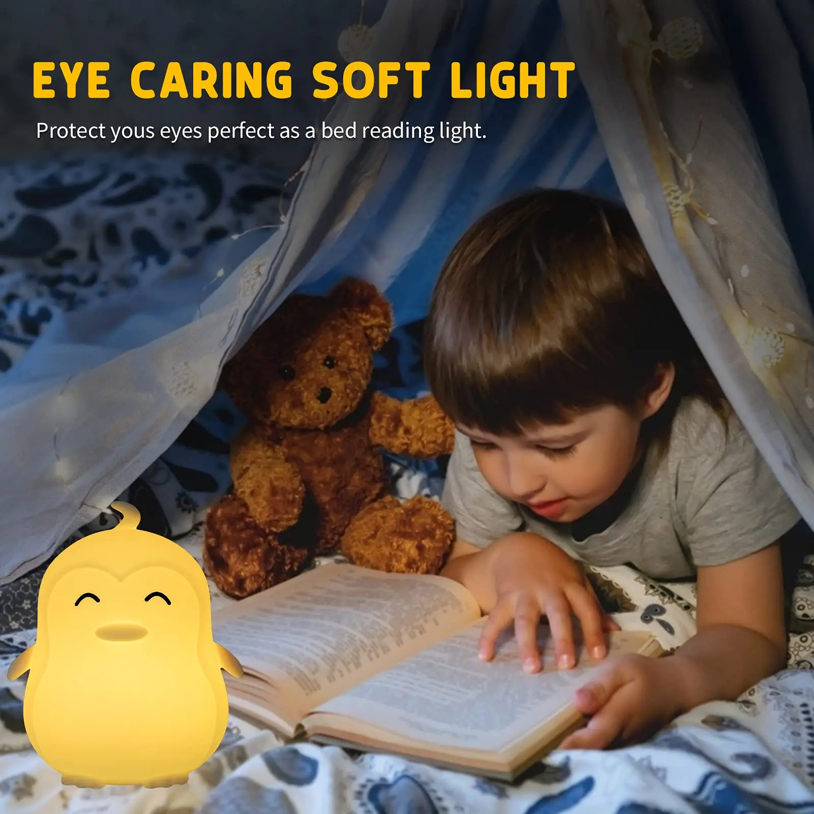 Silicone Nursery Light for Baby Room and Toddler Portable bed lamp for Kids Room