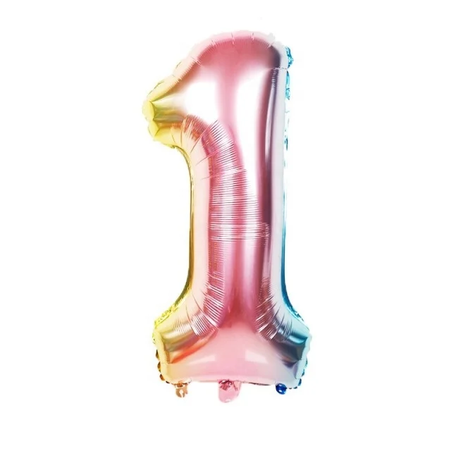 hot sale 32 inches rainbow number foil balloon inflatable number 0/ 1/2/3/4/5/6/7/8 /9 shaped foil balloon for happy birthday