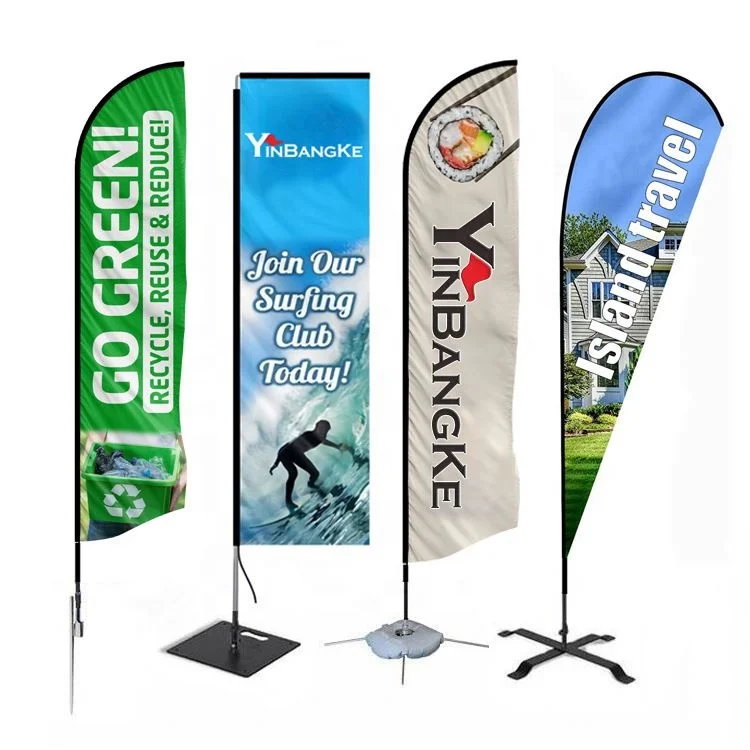 Wholesale Custom-Printed Event Marketing Teardrop Flags And Flying Wing Sharkfin Rectangular Feather Banners Flags