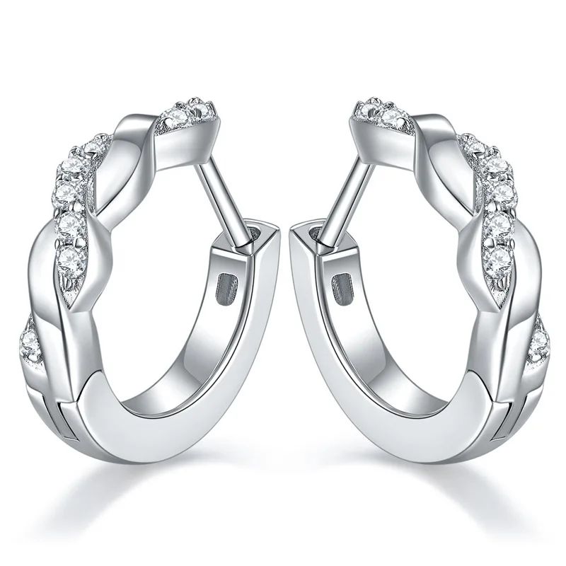 Fashion jewelry cross-twist Wall earrings 925 Sterling Silver 18k Gold plated Pass Diamond Test Moissanite Hoop Earrings