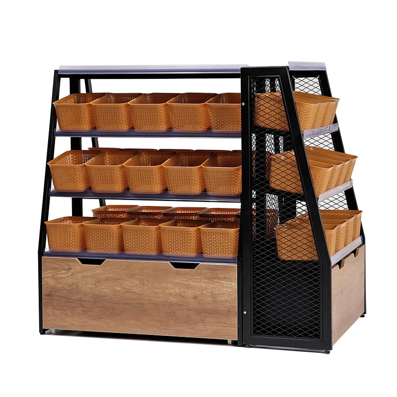 Good quality bakery equipment gondola wood bread display rack