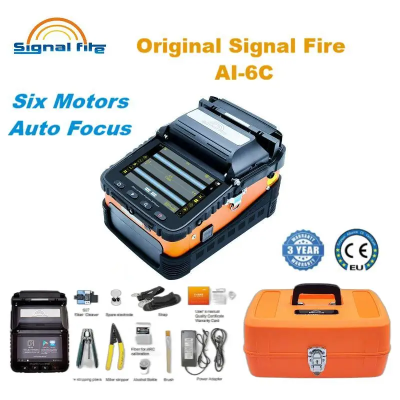 DHL UPS FedEx Original Signal Fire AI-6C Fusion Splicer Six Motors Auto Focus Core alignment FTTH Fiber Optic Splicing Machine