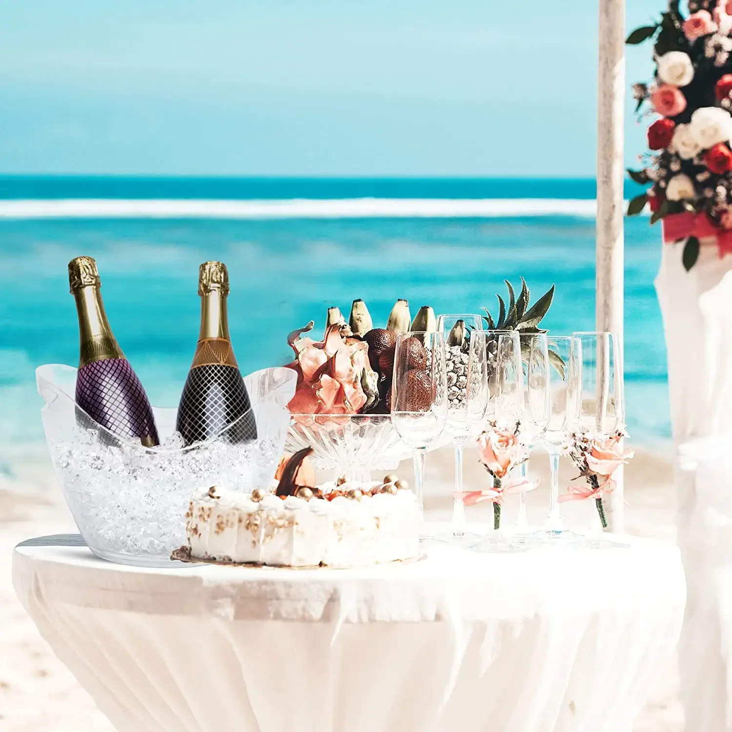 New Product Ideas 2024 Wine Chiller Champagne Ice Bucket Plastic Ice Buckets For Champagne  Acrylic Ice Bucket