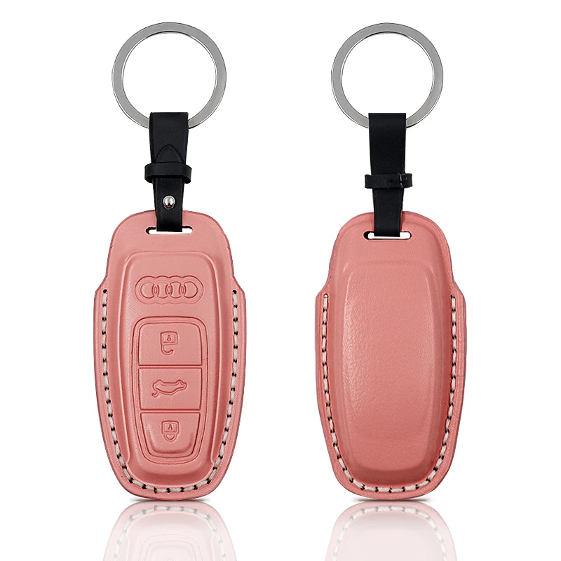 Fashion Handmade Genuine Vetabable Tanned Leather Car Key Case Car Key Holder Customal  For  Different Cars