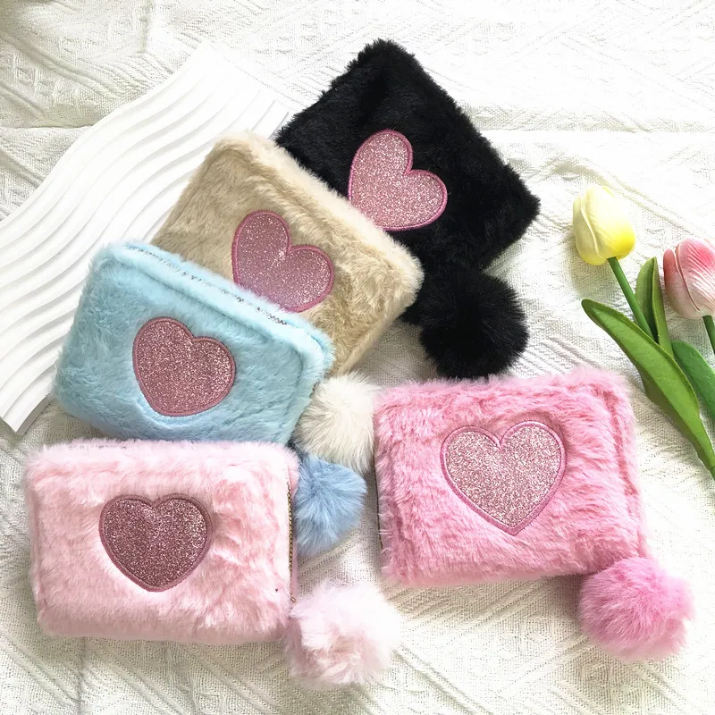 New Plush Cute Embroidery Wallets Ladies Girls Wallet Cash Envelope Card Holder Purse Business Women Wallet