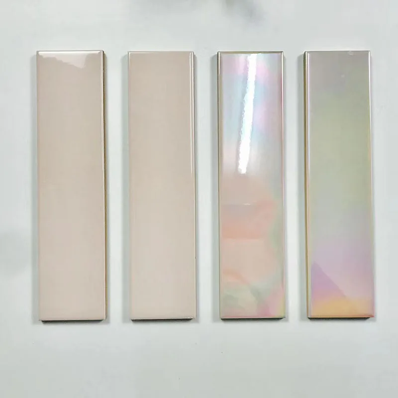 Hot sale magic color long strip glazed tile bright mint green rainbow glaze bar counter bathroom bathroom wall tile