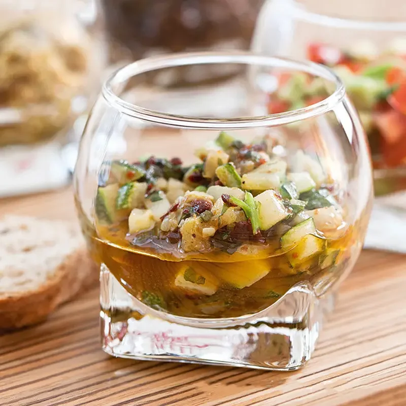 Home Customized Glass Cup Diamond Shape Creative Transparent Lead Free Glass Pudding Cup Hotel Dessert Snack Cup