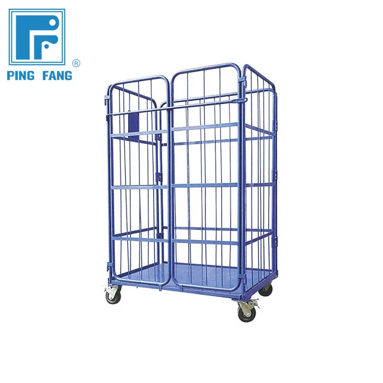 Industrial Nestable Laundry Roll Cage zinced roll cage trolley