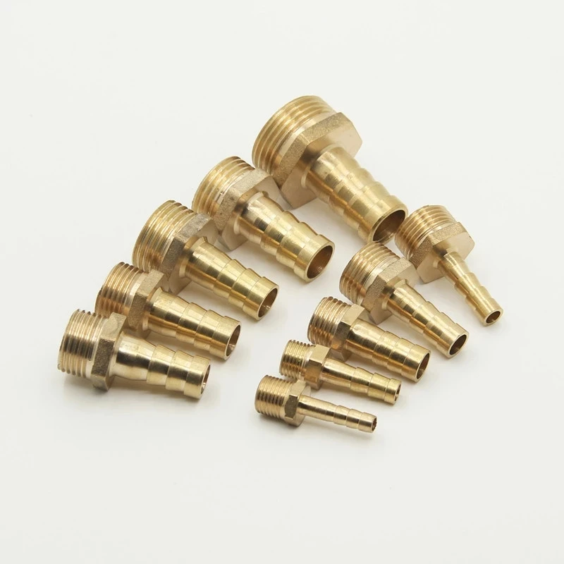 6 8 10 12 14mm Hose Barb Connector Hose Water Pipe Fittings Tail Thread Brass Hexagon Male Casting 3 Years 3/8 Barb 1/2 Female