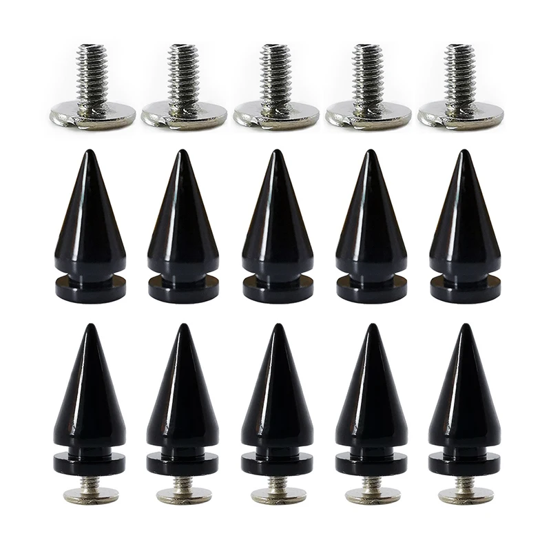 High Quality 10x20mm Leather Punk Brass Jeans Spikes Cone Rivets Screw Studs For Garment Red/Fuchsia/Purple