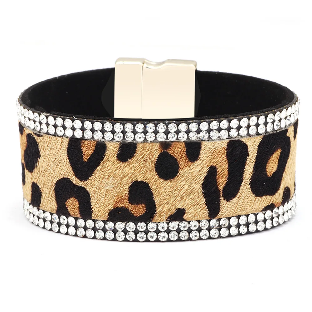 
Fashionable Ladies leopard print horse hair magnetic clasp bracelet Korean creative bracelet 