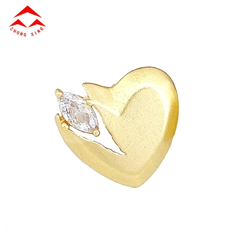 Zhongxing Jewelry Heart Like Inlaid Zircon 18k Gold New High Quality Ladies Charm Jewelry Ear Studs Wholesale